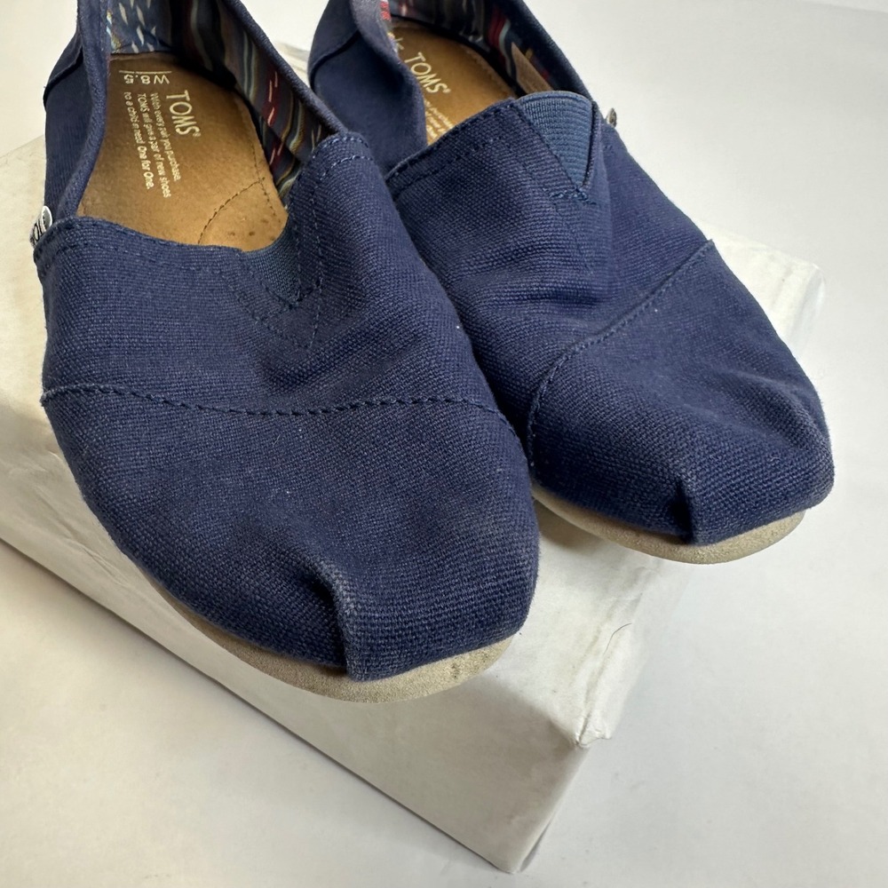 TOMS Womens Alpargata Navy Blue Canvas Slip On Flat Shoes Size 8.5 1002810319-10 - Picture 5 of 9